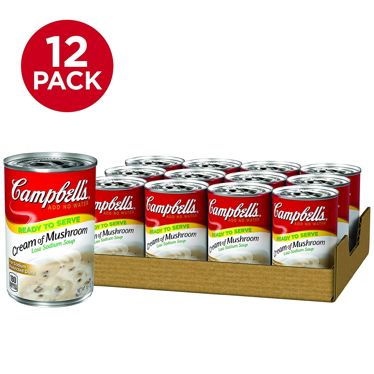 Campbells Ready to Serve Low Sodium Cream of Mushroom Soup, 10.5 oz