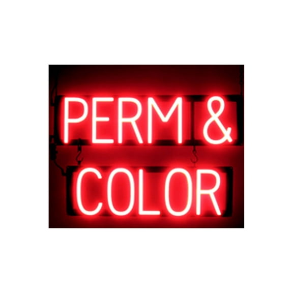 SpellBrite PERM & COLOR LED Sign for Business. 23.3" x 15.0" Red PERM & COLOR Sign Has Neon Sign Look With Energy Efficient LED Light Source. Visible from 500 Feet, 8 Animation Settings.