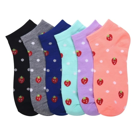 

6-PACK Women s Comfort Low Cut Socks Spandex Socks Strawberry 4-6