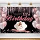 thumbnail image 1 of Banner decorativo con dicódigos personalizados en oro rosa, feliz 112 cumpleaños, 1 of 7