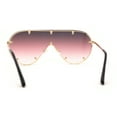 thumbnail image 4 of Metal Stud Brow Line Flat Top Rimless Shield Racer Sunglasses Gold Purple Pink, 4 of 4