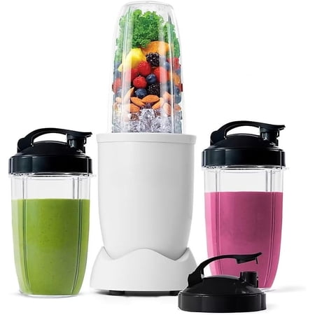 Blender, Shakes, Smoothies, Food Prep, and Frozen Blending, 32 Ounce Cup, 24 Ounce Cups, Flip-top Travel Lids, 900 Watt, Matte White