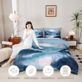 thumbnail image 4 of Manfei Fantasy Lake Full Size Comforter Sets for Girls Women, Moon Cherry Mountain Bedding Sets, Blue Pink White, Reversible 3pcs, 1 Comforter and 2 Pillowcases, 4 of 6