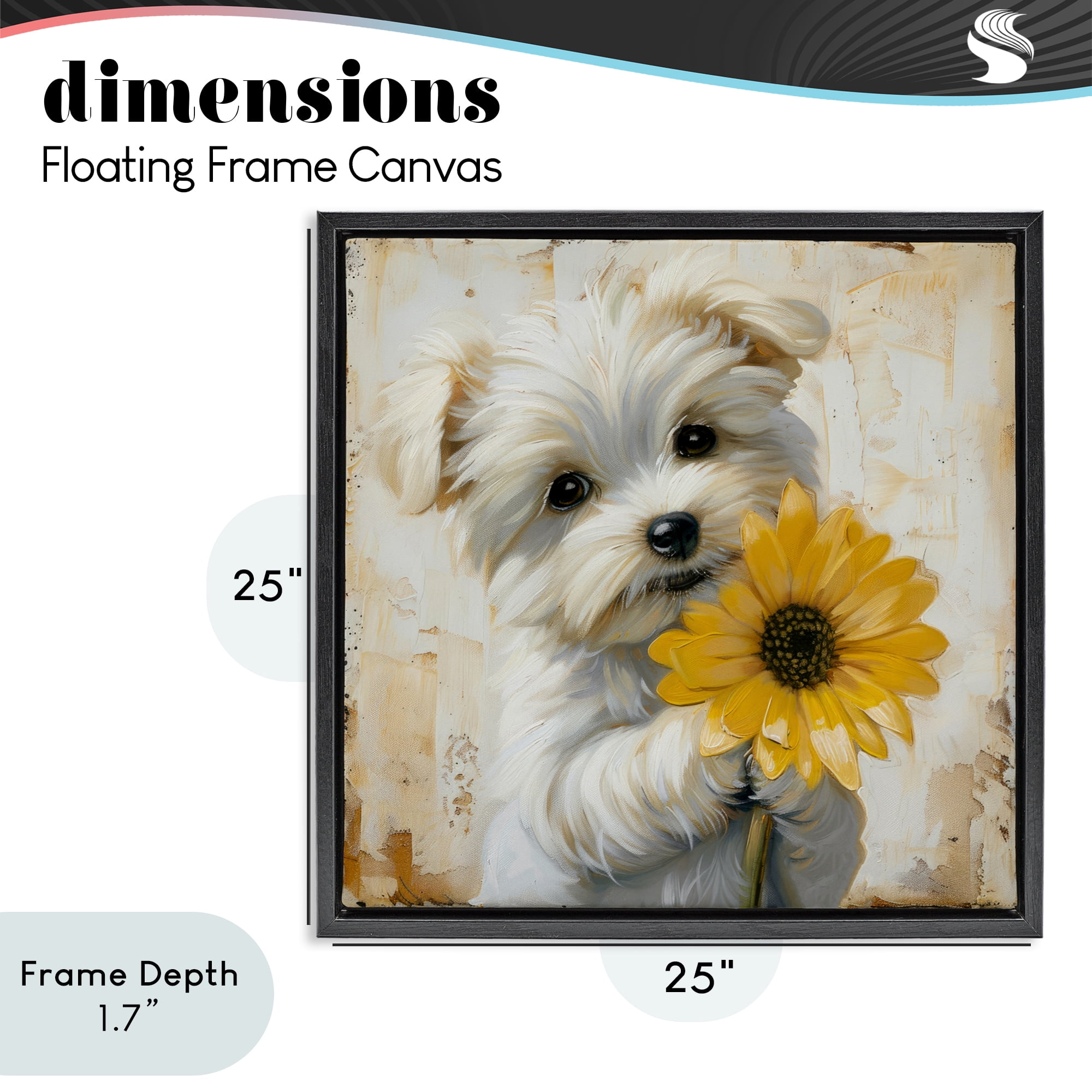 Stupell Industries Little Lucky Puppy Black Framed Floater Canvas Wall Art, design by Tina LeCour
