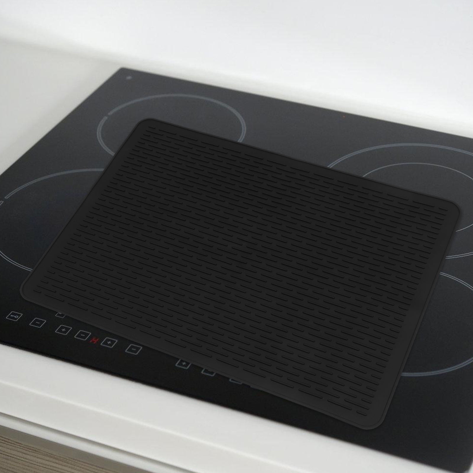 ADDHAT Flexible Wear-Resistant Silicone Cooker Pad Heat Proof Induction Cooktop Protector Mat Black