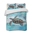 thumbnail image 2 of Sea Turtle Full Size Down Alternative Comforter, Lightweight Comforter Quilt Bedding Set with Pillow Shams Blue Coastal Nautical Summer Beach Vintage All Seasons Bed Comforter Duvet Insert 78"x90", 2 of 7