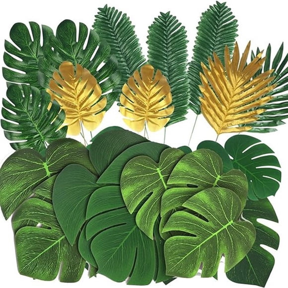 Palm Leaves Artificial Tropical Monstera 86Pack 8 Kinds Large Small Green Fake Palm Leaf With Stems