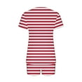 thumbnail image 4 of Summer Plus Size Two Piece Outfits for Women Fashion Striped Casual Home Two-piece V-neck Top With Pocket Shorts Set, 4 of 6