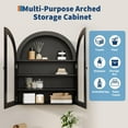 thumbnail image 3 of Modern White Arched Bathroom Wall Cabinet, Wood 4-Tier Wall Mounted Medicine Cabinet Storage Organizer Shelf Cupboard with Glass Door Adjustable Shelves for Bathroom Living Room 24" w x 28''h x 9''d, 3 of 6