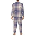 thumbnail image 5 of Kll Heart Check Plaid Sleepwear Mens Flannel Pajamas,Long Cotton Pj Set, 5 of 9