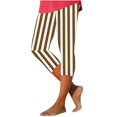 thumbnail image 3 of AGWOLF Womens Capris for Summer High Waisted Tummy Control Capri Leggings 2025 Dressy Striped Cropped Trousers Stretchy Workout Yoga Pants Brown 2XL, 3 of 7