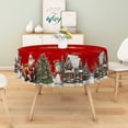 thumbnail image 6 of Duangreer Classic Christmas Round Tablecloth, Santa Claus Snowman Snowhouse Print Waterproof Wrinkle Resistant, Table Cover for Family Party, Dining, Indoor and Outdoor, 70''Round, 6 of 6