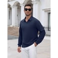 thumbnail image 3 of COOFANDY Long Sleeve Polo Shirts for Men Knit Polo Sweater Lightweight Ribbed Pullover Sweater for Men Casual Collared Shirts for Daily Life, Business and Sports in Autumn and Winter, 3 of 7