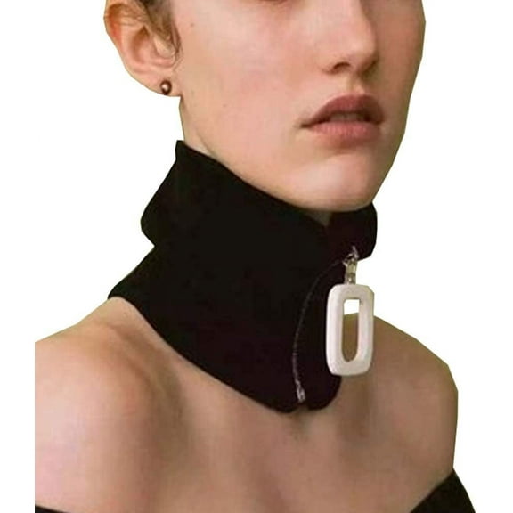 CAILDANL Detachable Knitted Fake Collar High Collars Lapel Wrap Zipper Choker Collar for Women