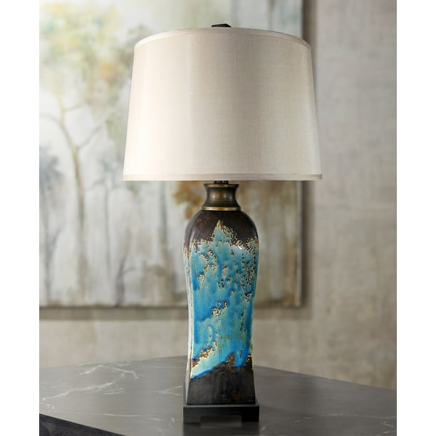 Possini Euro Design Modern Table Lamp Ceramic Rust and ...