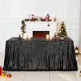 thumbnail image 2 of SquarePie Sequin Tablecloth 60 x 102 Inch Black Sparkly Table Cloth for Halloween Wedding Party, 2 of 5