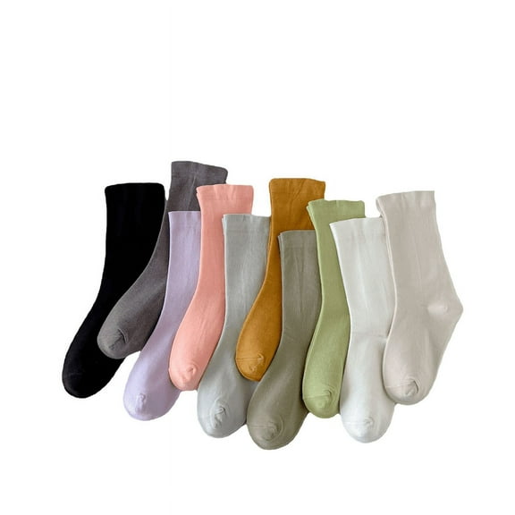 XIAOEN Womens Girls Multicolor Cotton Crew Socks Thin Soft Comfort Breathable Dress Ankle Socks for Business Casual