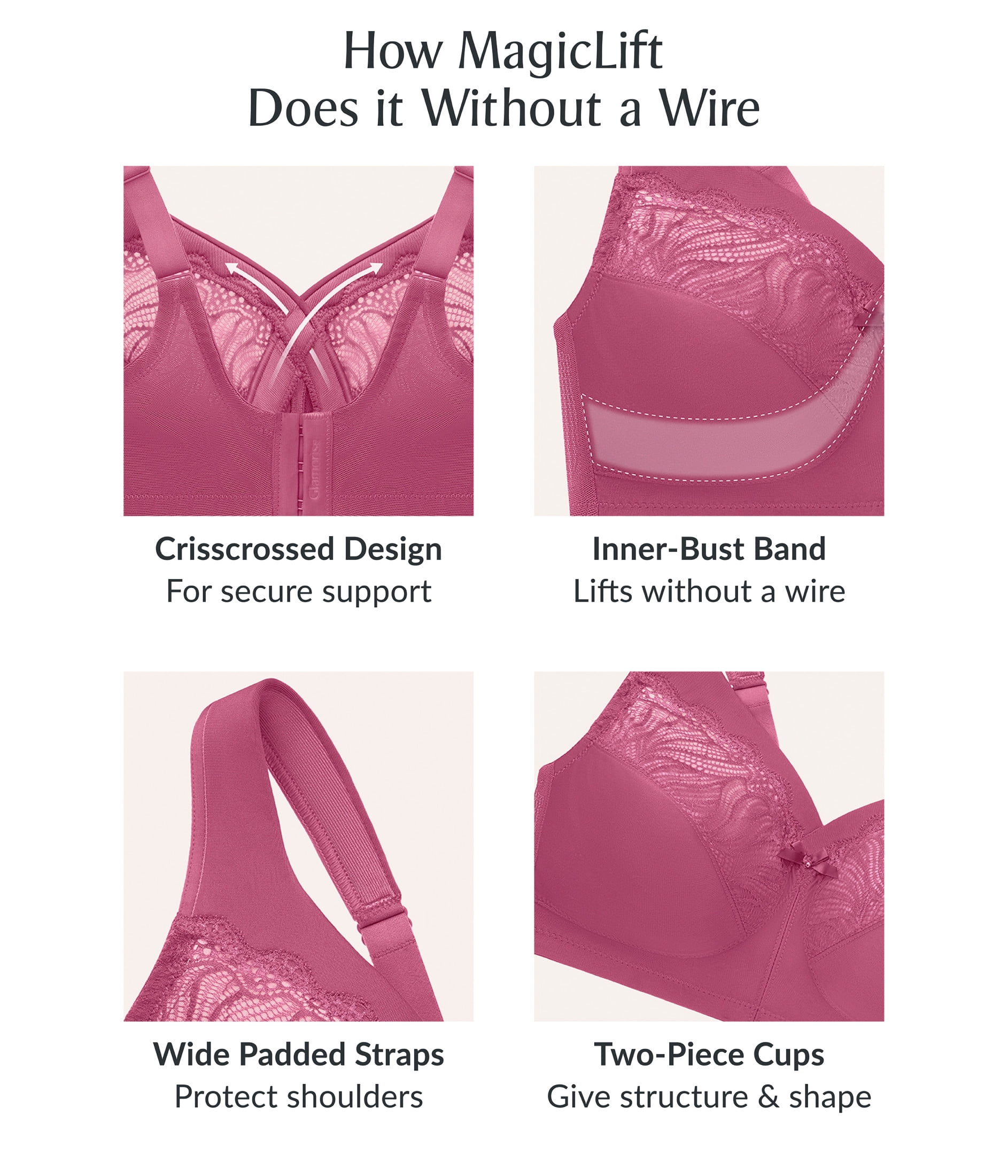 Glamorise MagicLift Natural Shape Support Wirefree Bra 1010 (Women's & Women's Plus)