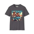 thumbnail image 2 of Mr and Mrs Basset Hounds Olde Timey Pop Art Unisex Softstyle T-Shirt, 2 of 11