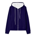 thumbnail image 4 of XIAONU Womens Hoodies Trendy White Drawstrings Zip Up Hooded Jacket Loose Long Sleeve Solid Color Pockets Hoodie Coat Streetwear, 4 of 4