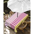 thumbnail image 3 of Outdoor Tablecloth with Umbrella Hole, Colorful Stripe Waterproof Outdoor Table Cover, Modern Pink Purple Yellow Vertical Striped Patio Tablecloths for Party Picnic Camping, Rectangle 52"x70", 3 of 9