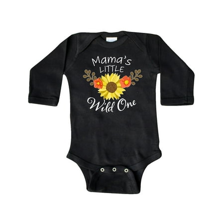

Inktastic Mama s Little Wild 1 with Beautiful Sunflower Gift Baby Boy or Baby Girl Long Sleeve Bodysuit