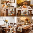 thumbnail image 6 of Fall Scarecrows Cotton Linen Rectangle Table Runners 13"x48", Thanksgiving Autumn Pumpkins Leaves Brown Coffee Table Runner Dresser Scarves Luxury Table Runners for Wedding Party Banquet Dinner Decor, 6 of 8