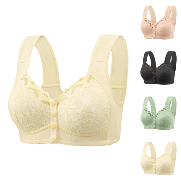 Front Closure Bras for Women Fixed Cup Front Buckle Underwear for Elderly Plus Size Thin Tank Top Bra