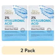 (2 pack) By Nature Skincare from New Zealand 2% Hyaluronic Acid Sheet Face Mask to Intensively Hydrate Skin