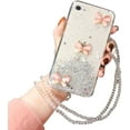 thumbnail image 1 of Pour Apple iPhone 7 Étui de Protection Intelligente Blanche Antichoc avec Paillettes et Cristal Papillon, 1 of 5