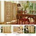 thumbnail image 4 of Room Divider Wood Carved Wall Divider Indoor Folding Bohemian Style Portable Partition Screen for Home Office Garden Terrace - 6 Panels (Natural), 4 of 16