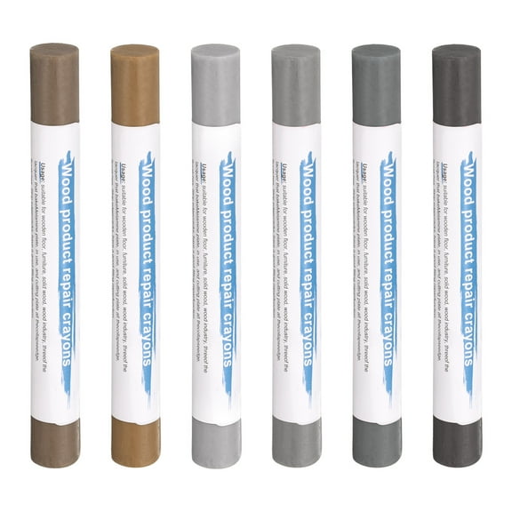 Uxcell Wood Filler Sticks 6 Colors Wooden Wax Touch Up Furniture Repair Crayons for Gray, Medium Gray, Wood, Slightly Gray, Champagne, Light Gray