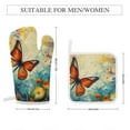thumbnail image 2 of Watercolor Butterfly Oven Mitts And Pot Holders Sets of 4 Oven Gloves Set Potholders for Kitchen Cooking Baking Grilling Anti Scald Hot Pads And Heat Resistant, 2 of 6