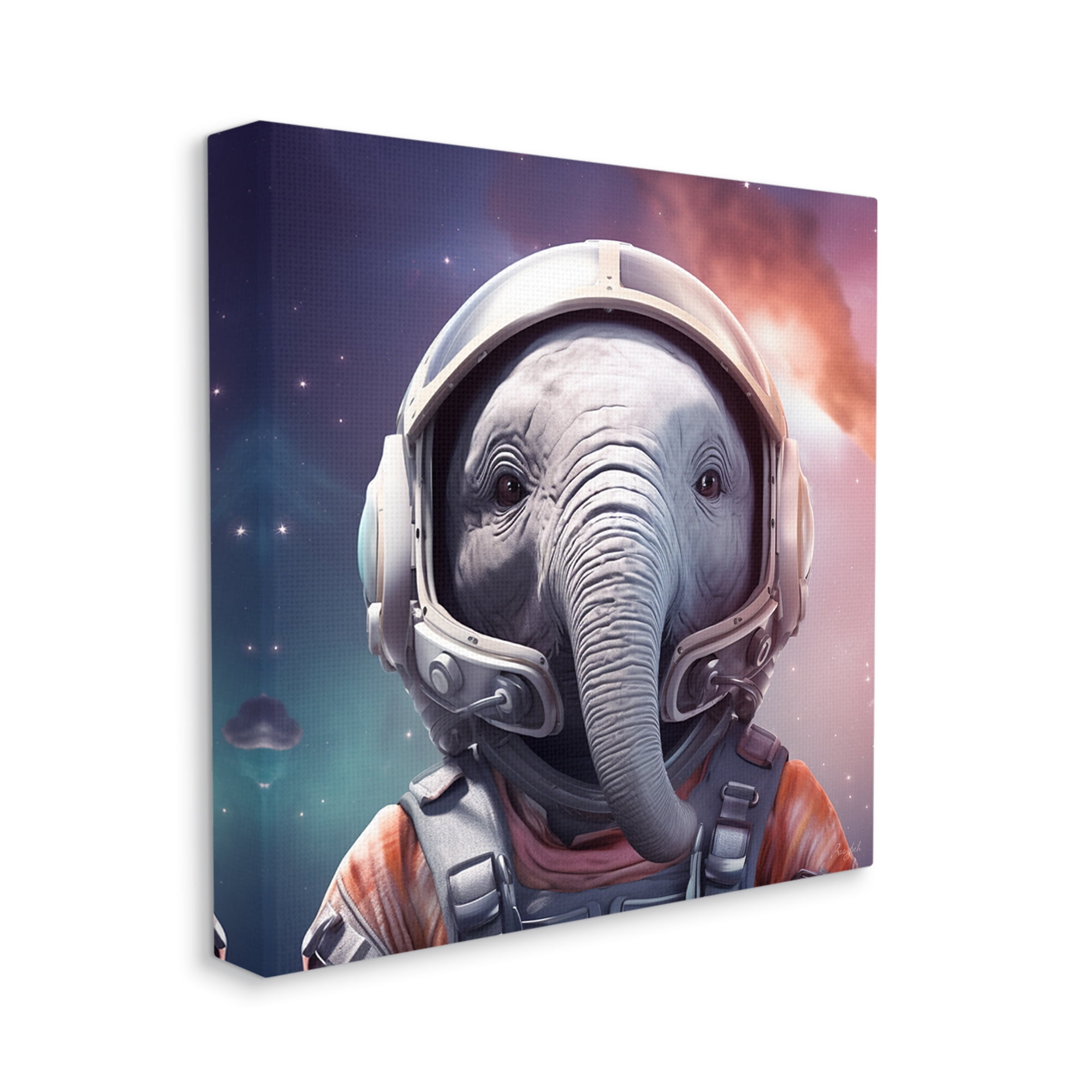 Stupell Industries Astronaut Elephant Portrait Animals & Insects Painting Gallery Wrapped Canvas Art Print Wall Art, 24 x 24
