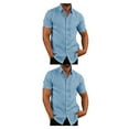 thumbnail image 2 of stanreset 1/2/3 Fête Randonnée Chemise Homme Simple Boutonnage Été Chemises à Manches Courtes Polyester Mode Cadeau d'Anniversaire Bleu L 2 Pcs, 2 of 6