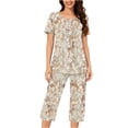 thumbnail image 4 of Tnhcen 2 Piece Summer Capri Women's Pajama Set Ladies Short Sleeve Shirt Capri Pants Pjs Sets Home Clothes S-3XL, 4 of 6