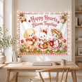 thumbnail image 5 of Happy Hearts Bloom Together with Puppy Bunny Garden, Playful Cottagecore Style for Animal Lovers, Floral Art, Valentine's Day Gift, Tapestry Wall Hanging for Nursery and Bedroom, 5 of 7