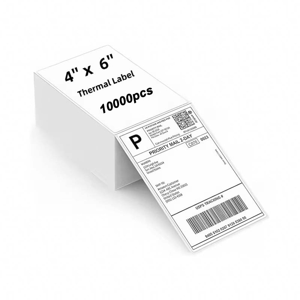 4" x 6" Thermal Shipping Labels – 10000 Fanfold Perforated Labels for Packages, Ultra-Strong Adhesive