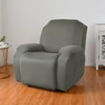 thumbnail image 5 of 4 Pieces Stretch Velvet Recliner Covers, Thicker Soft Plush Recliner Chair Slipcover with Side Pockets, Luxury Dog Cat Pets Proof Reclining Protector (Recliner, Gray), 5 of 6