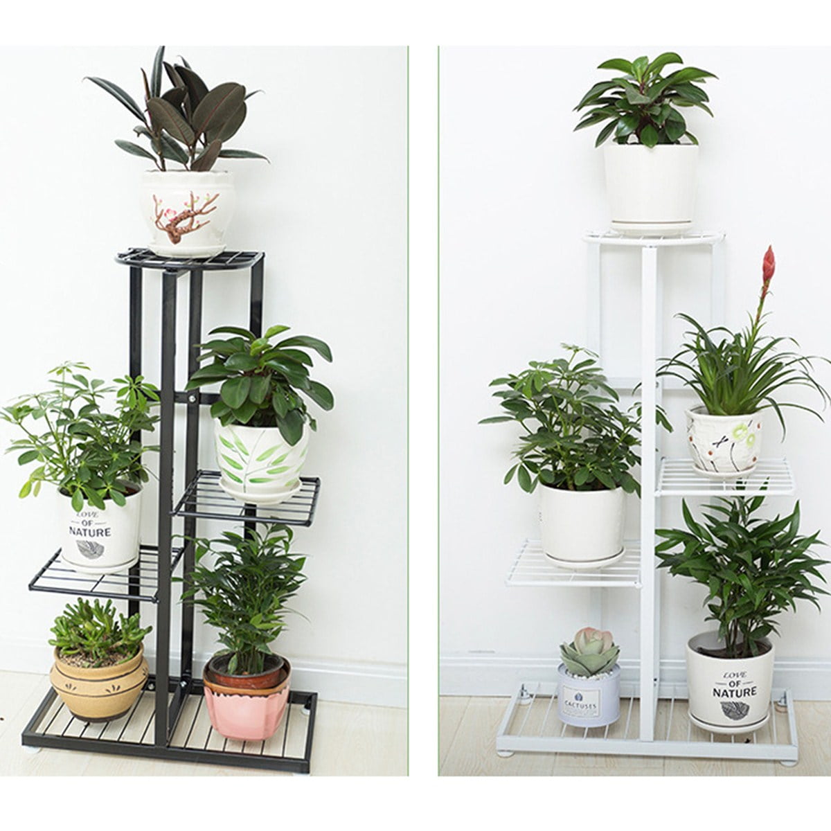 4 Tier Stainless Steel Plant Stand Flower Pot Shelves Garden Display