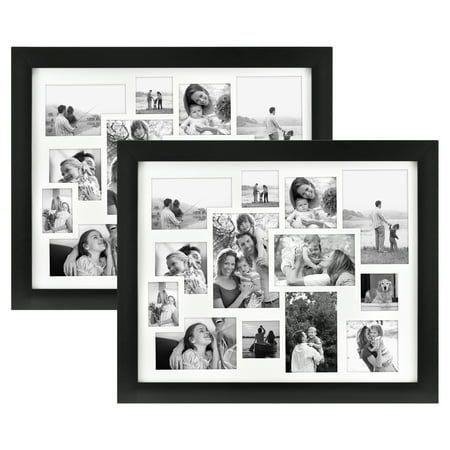 Set Of Two 16 X 20 Black Collage Matted Photo Frames Walmart Com