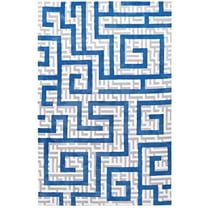 Modway Nahia Geometric Maze 5' x 8' Area Rug in Ivory and Blue
