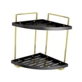 thumbnail image 1 of Organizador de baño de esquina, estante de maquillaje, tocador moderno, bandeja decorativa, mostrador de 2 niveles Oro negro, 1 of 9