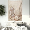thumbnail image 3 of Coastal Tapestry, Welcome On Board Life Buoy Wooden Sepia Fishnet Holiday Maritime Theme Print, Wall Hanging for Bedroom Living Room Dorm Decor, 60W X 80L Inches, Tan Beige White, by Ambesonne, 3 of 5