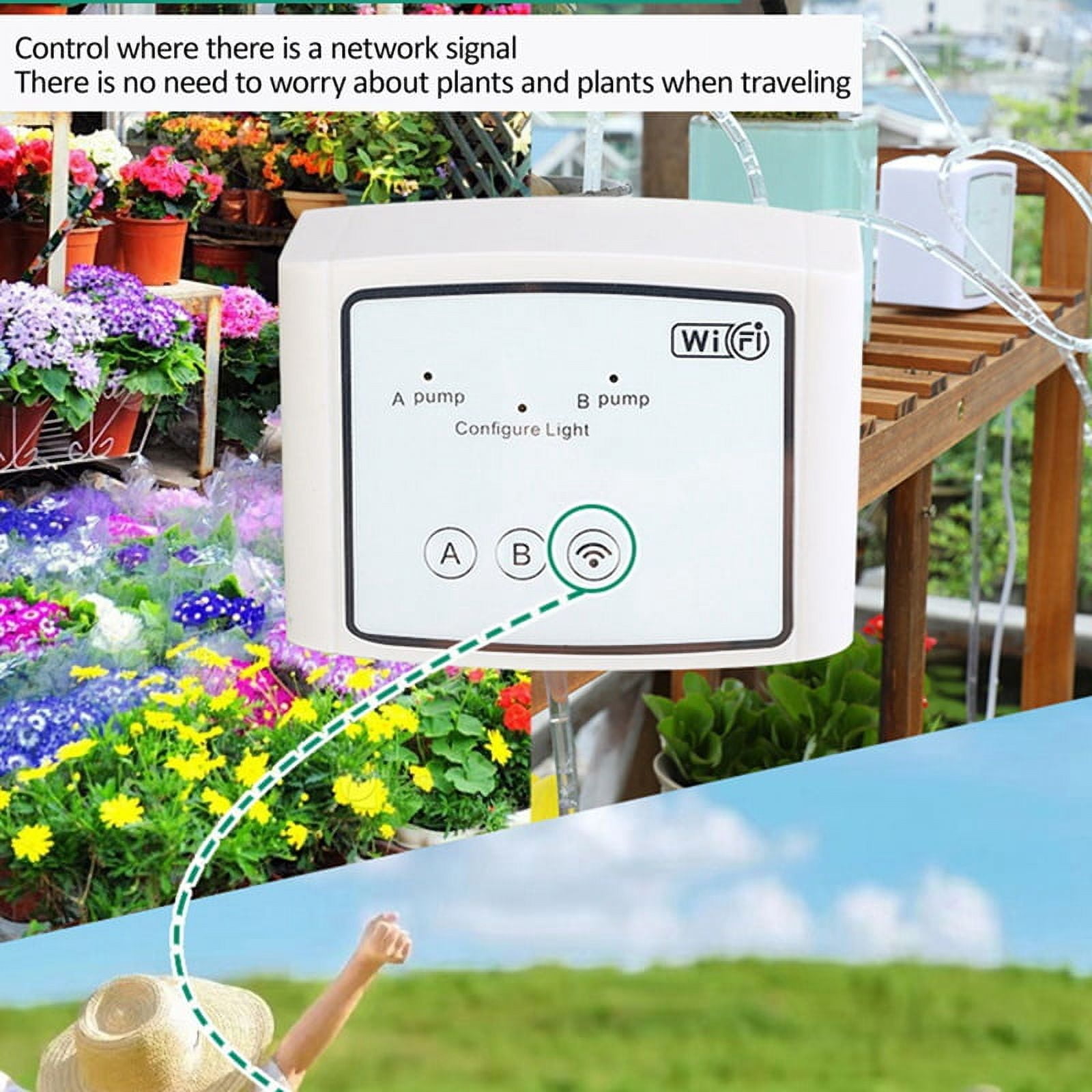 WIFI Intelligent Watering Device Double Pump Timed Automatic Drip Irrigation System Remote Control for 15 Pots