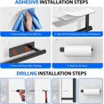 thumbnail image 6 of Paper Towel Holder Under Cabinet, Self-Adhesive,No Drilling, Stainless Steel, Wall-Mounted for Kitchen and Bathroom, Easy Install, Durable, Space-Saving, Ideal for Home, RV (Black, 1 Pack), 6 of 14