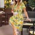 thumbnail image 4 of Spring Summer Dresses for Women 2025 - Bee Honey Wedding Guest Dresses, Beach Vacation Clothes, Hawaiian Sundresses Casual Short Sleeve Dress for Women with Pockets, 4 of 7