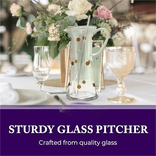 GAC Tall Glass Martini Pitcher with Spout – 52oz Clear Glass Cocktail Pitcher for Mixing – Elegant Durable Design for Drinks, Iced Tea, and Cocktails – Ideal Present