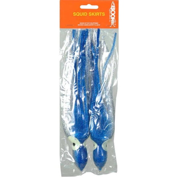 Boone Bait Squid Skirts 9-1/2 Inch 2-Pack Blue Silver Fishing Lures