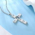 thumbnail image 4 of Jewmon 925 Sterling Silver Baguette Cross Necklace April Birthstone Necklace for Women Birthstone Jewelry Mothers Day Gifts for Mom Wife Grandma, 4 of 9